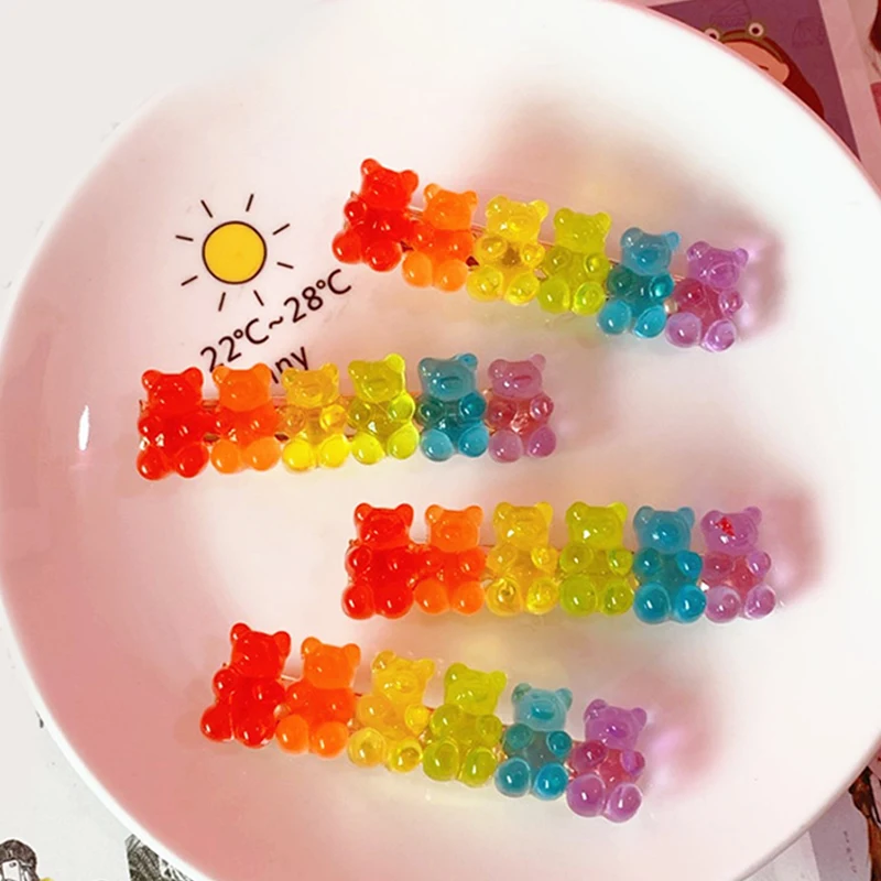 

Candy Bears Hair Clips Hair Barrettes Cute Girls Jelly Bear Hairpin Women Girl Hairgrips Duckbill Clip Hair Pins Acccessories