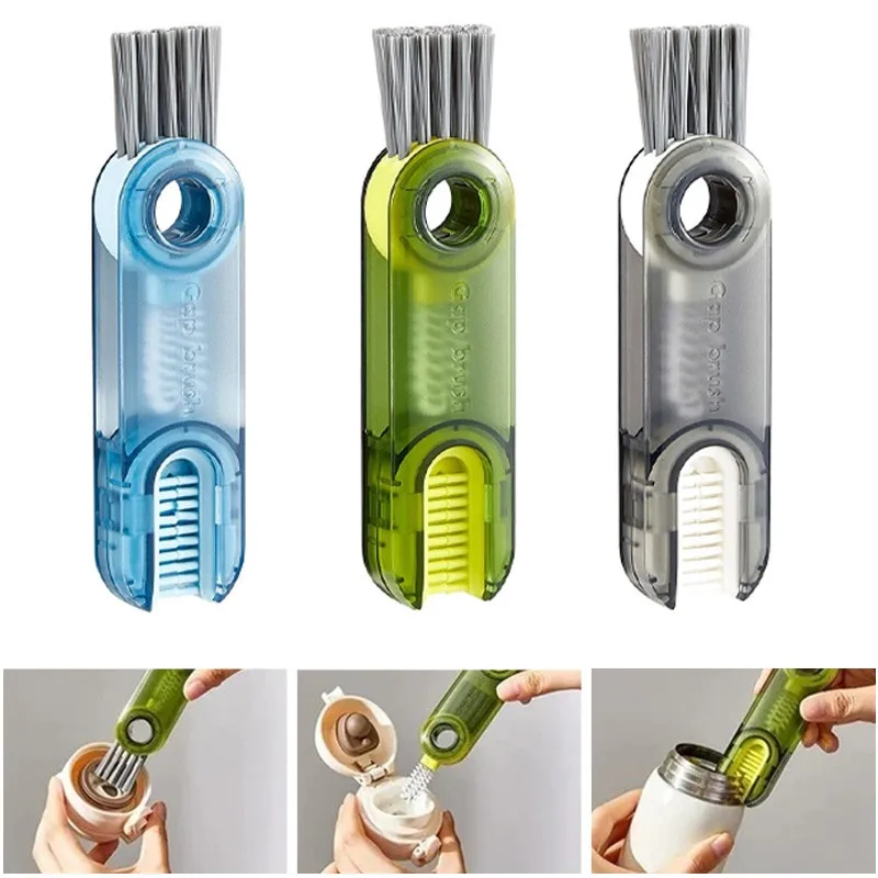 

Щетка для чашки, искусственная многофункциональная длинная силиконовая щетка с тройной чашкой, щетка для зазора, бытовая щетка с мягкой щет...