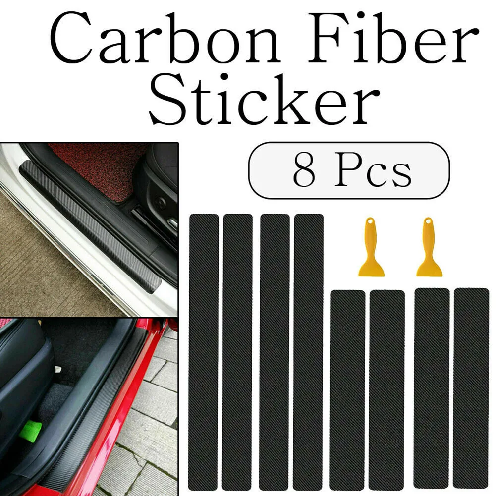 

8x Car Stickers Anti Scratch Protector 4D Carbon Fiber For Car Sticker Door Sill Side Scuff Plate Waterproof Trim Protection