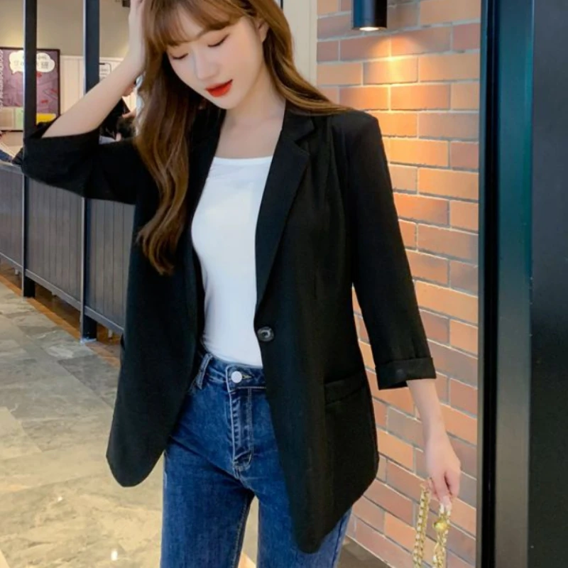 Women Blazer Summer Thin Chiffon Formal Suits Jacket Classic Office Loose Elegant Coat Korean Casual Work Wear New In Outerwears