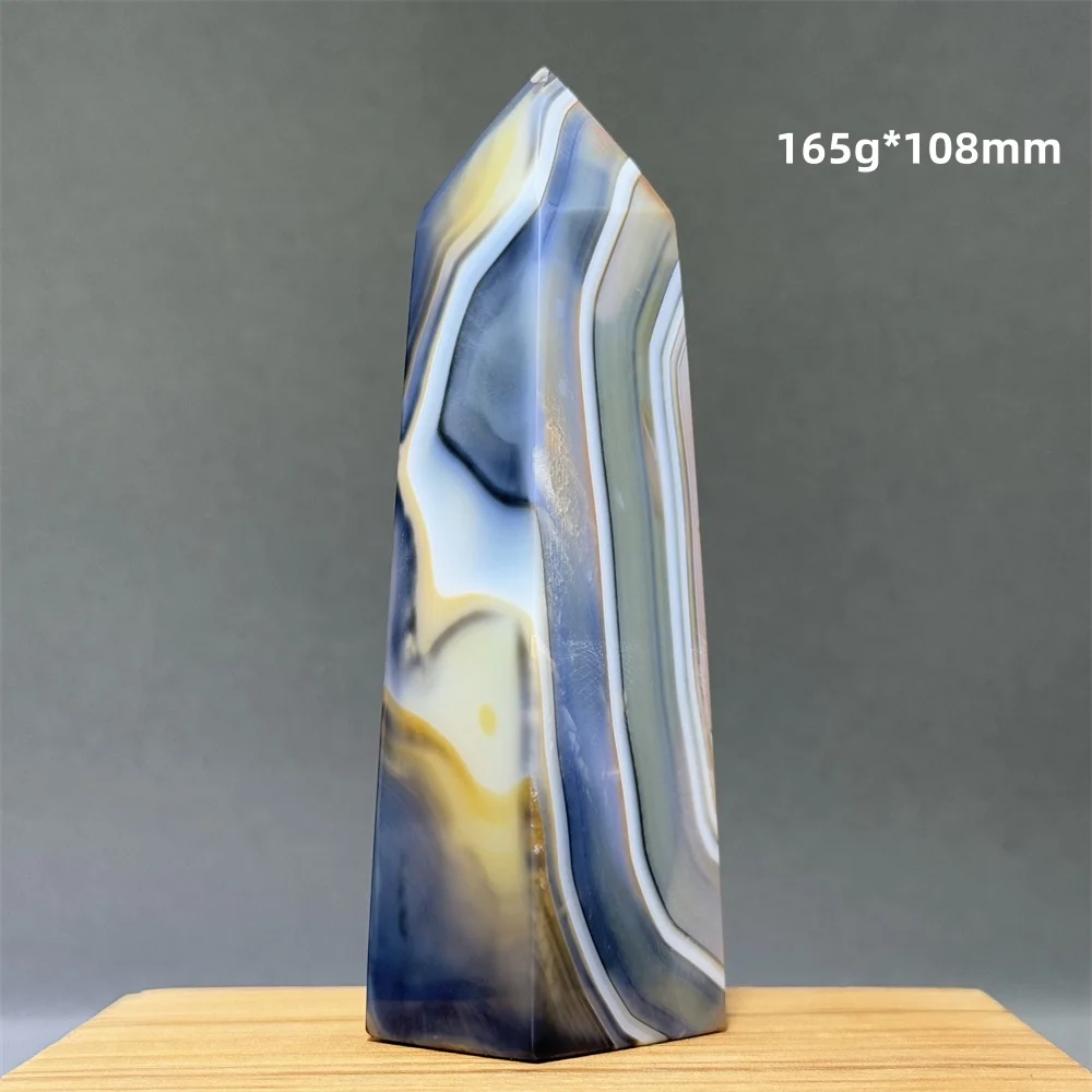 Черный агат в полоску хрустальная башня натуральный драгоценный камень аура