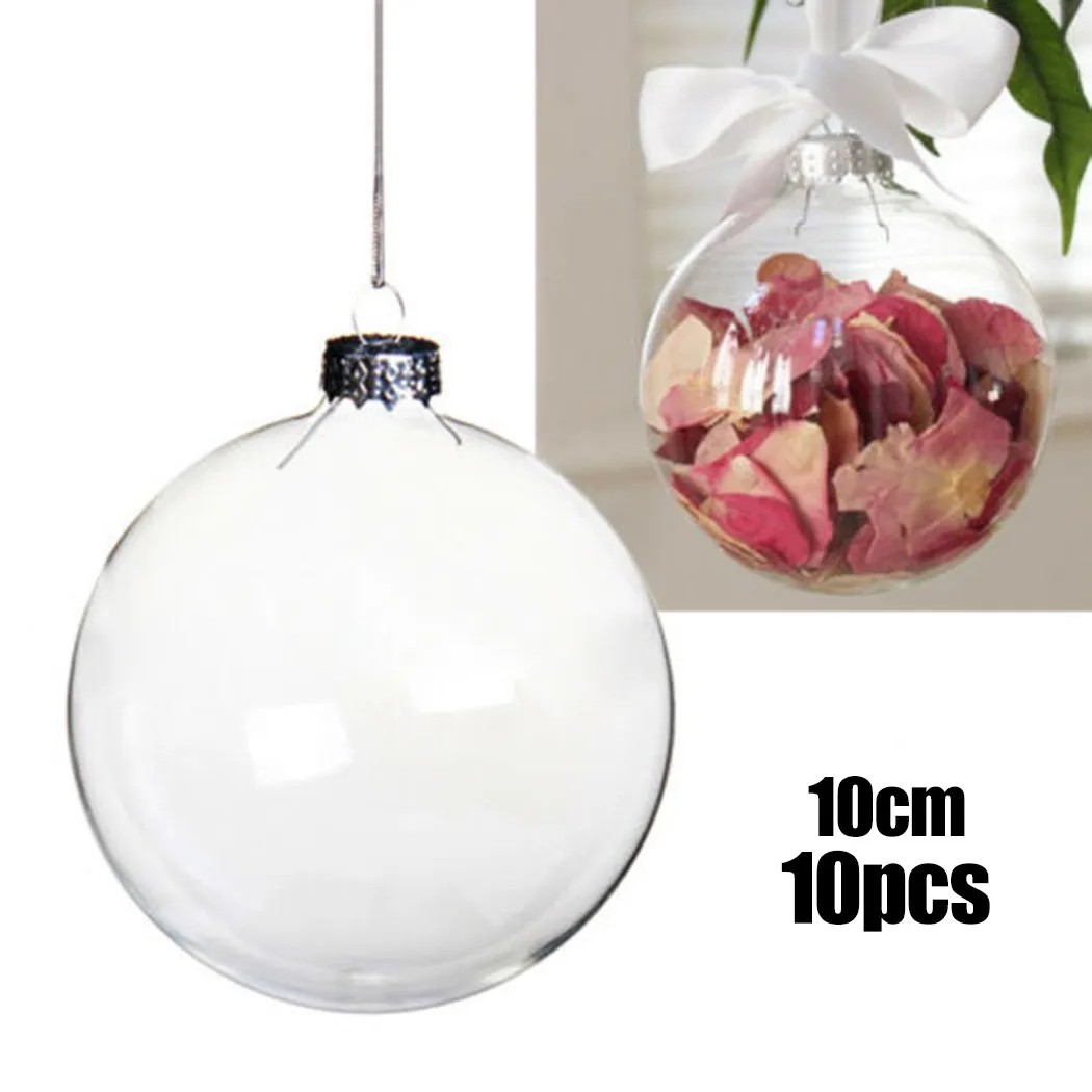 10pcs Clear Plastic Ball Baubles 8cm Tree Fillable Bauble Tree Hanging Balls Ornaments Pendant Decoration For New Year Party images - 6