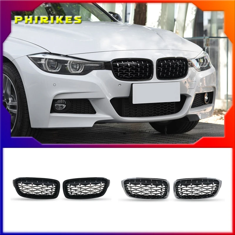 

Новая глянцевая черная передняя решетка радиатора с двумя планками, хромированный Алмазный гриль, замена для BMW 3 серии F30 F31 F35 2011-2019