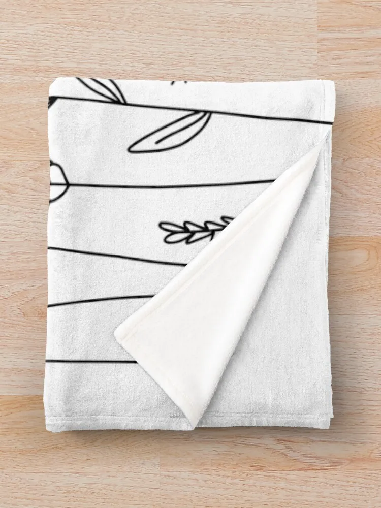 Простые линейные художественные рисунки цветов в черно-белом одеяле милые