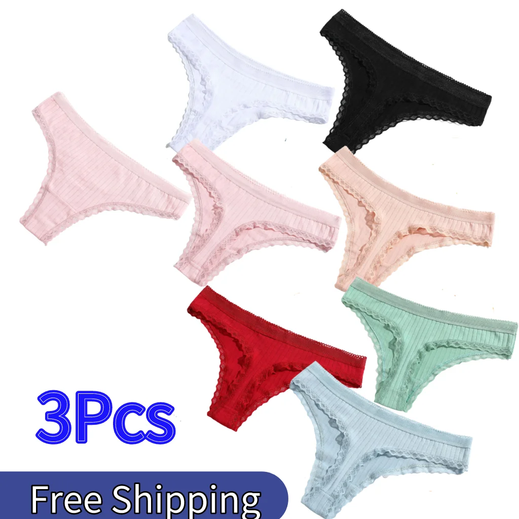 

3PCS/Lots Cotton Women Thongs Women's Panties Sexy G String Female Underwear Low Rise Panties Briefs трусы женские lingerie