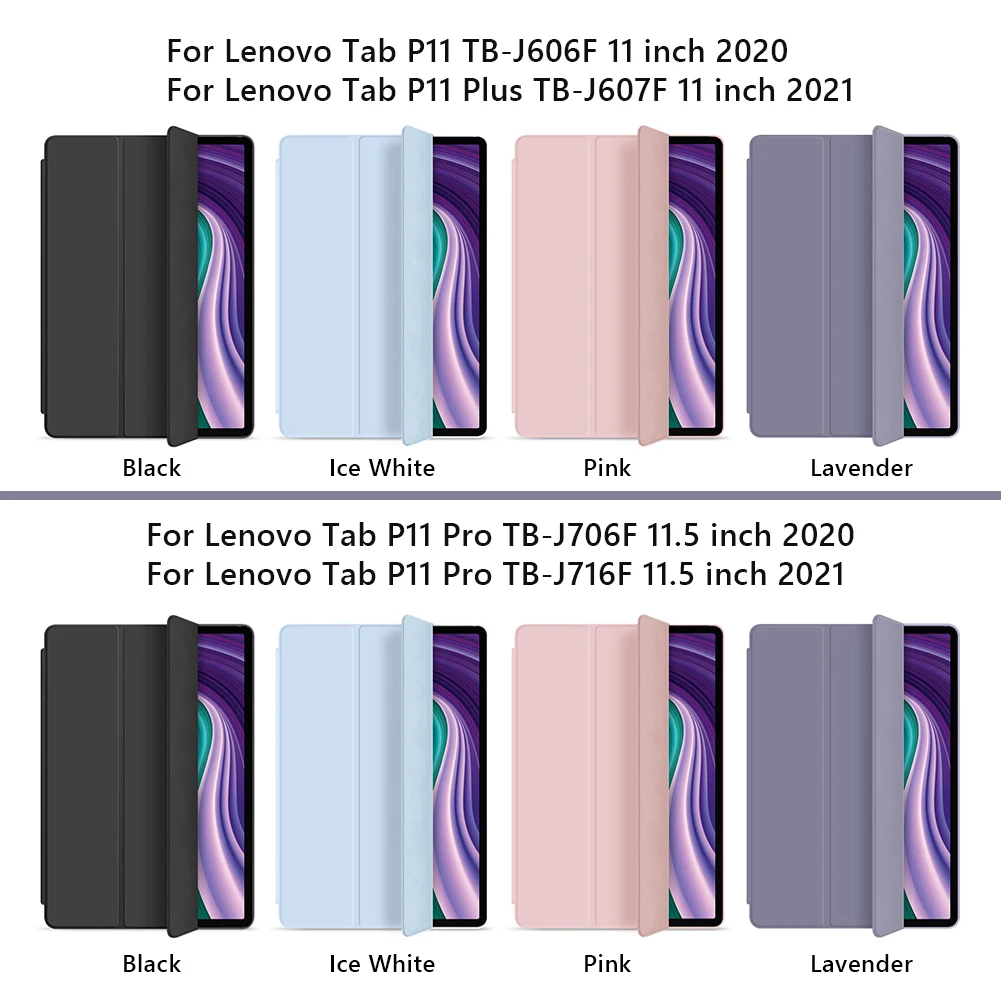 

Silicone Soft Cover For SLenovo Xiaoxin Pad Pro 11.5" 2021 TB-J716F J706F Case Tri-fold Hard PC Back Cover Tab A7 Lite 2021 Case