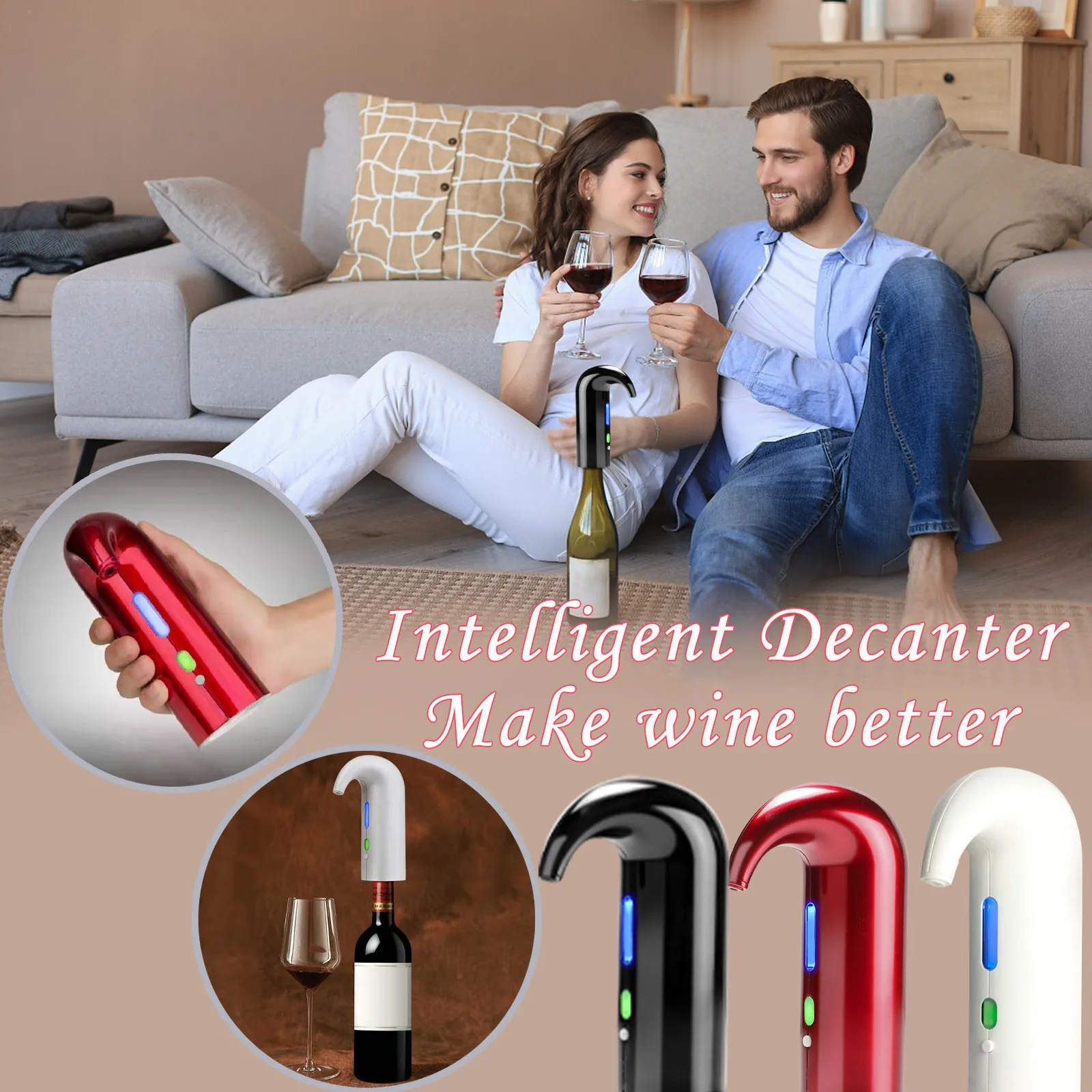 

Stainless Steel Electric Chargeable Wine Decanter High-end Intelligent Multi-functional Electronic Liquor Divider