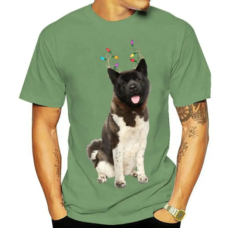 

American Akita Reindeer T-Shirt-Black Christmas Dog T-Shirt-Men's