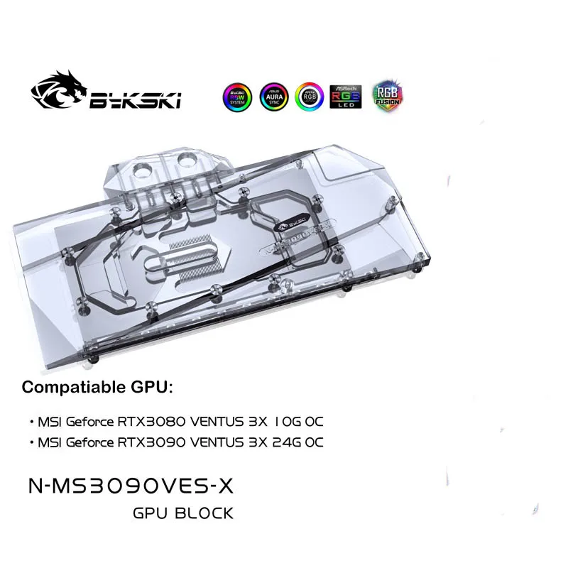 

Bykski N-MS3090VES-X,Full Cover GPU Water Block For MSI Geforce RTX 3080 3090 VENTUS 3X 10G OC Graphic Card,VGA Block,GPU Cooler