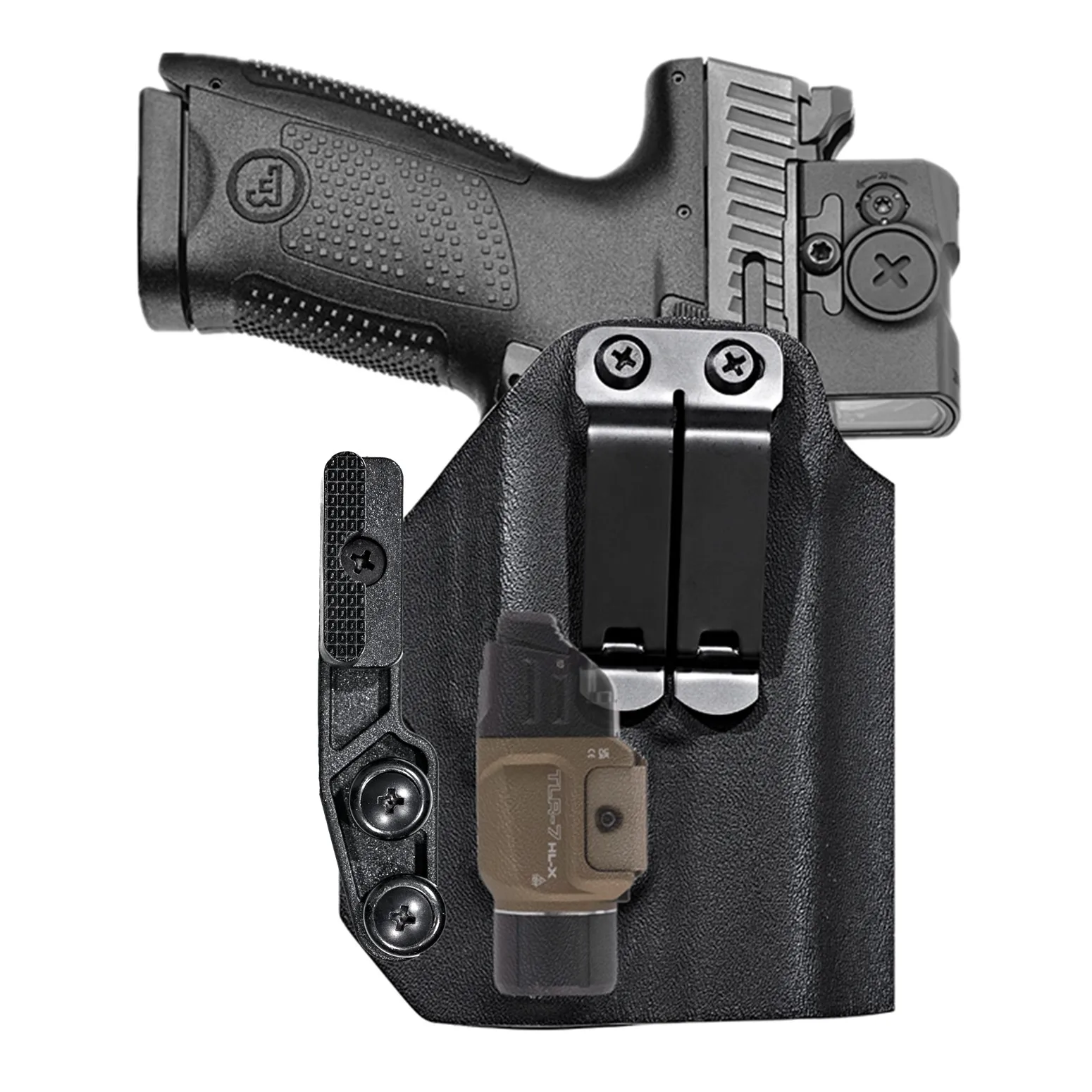 Фото Кобура Kydex IWB для фонаря TLR7, совместимая с CZ P10C, P10C F, P10F, с фонарем Streamlight TLR 7/7X HLX, для ношения внутри пояса №1