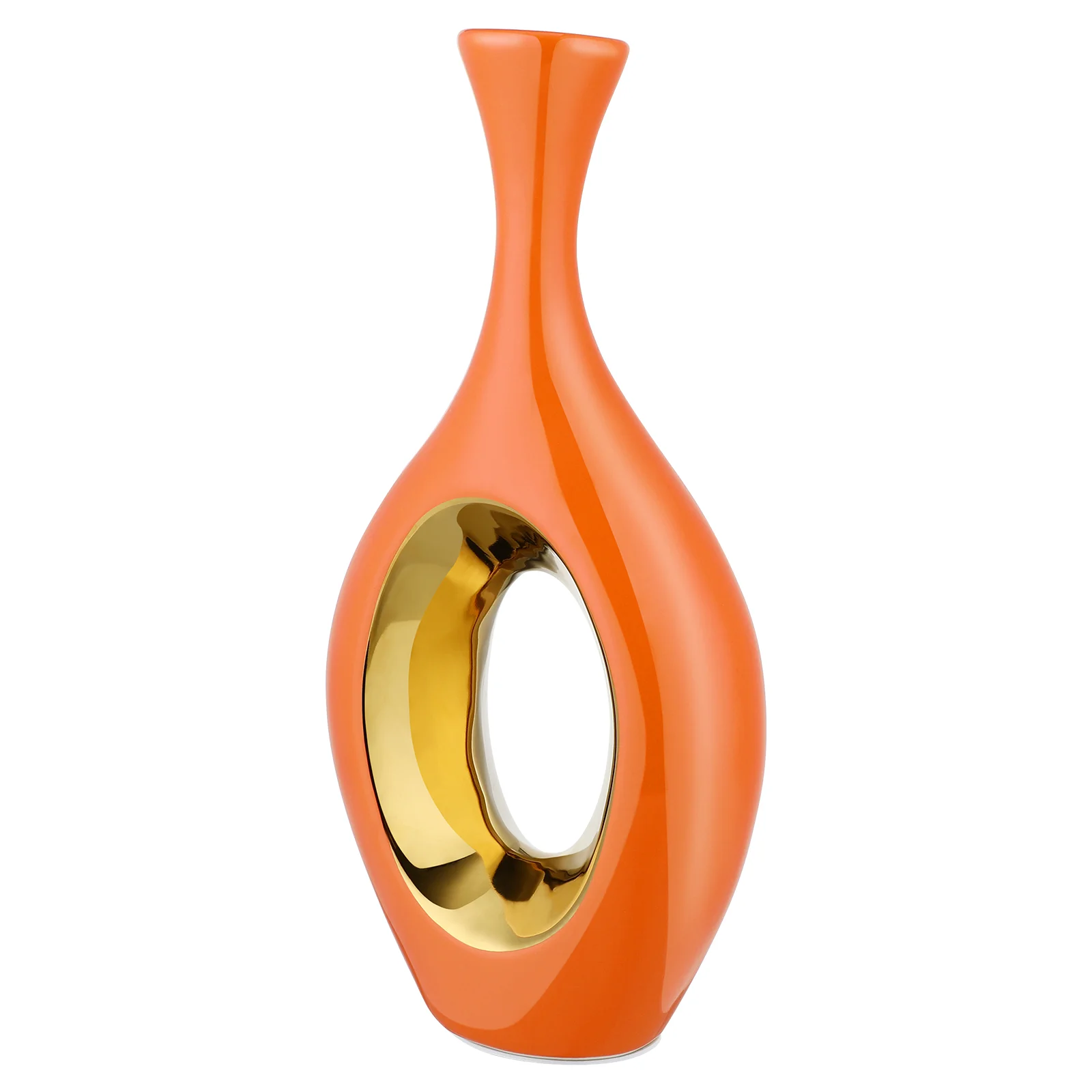 

Vase Vases Ceramicmodern Decor Circle Decorative Centerpieces Flower Minimalism Home Hollow White Aesthetic Orange Geometric