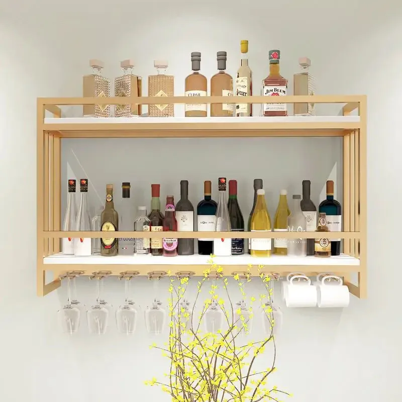 

Скандинавский винный шкаф из кованого железа, стойка из массива дерева, настенная подвесная креативная витрина, декоративный шкаф, стеклянная мебель для ресторана