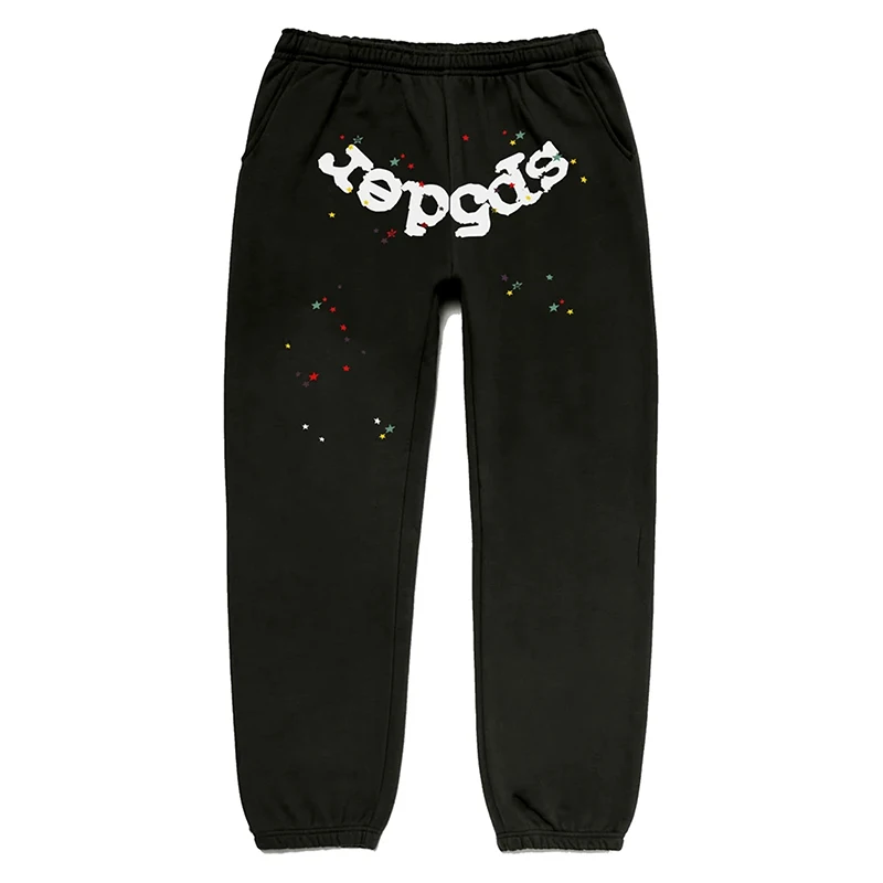 

2023 Y2K Men Women 1:1 Top Quality Spider Web Pattern Joggers Drawstring Trousers Foaming Printing Sp5der 555555 Angel number