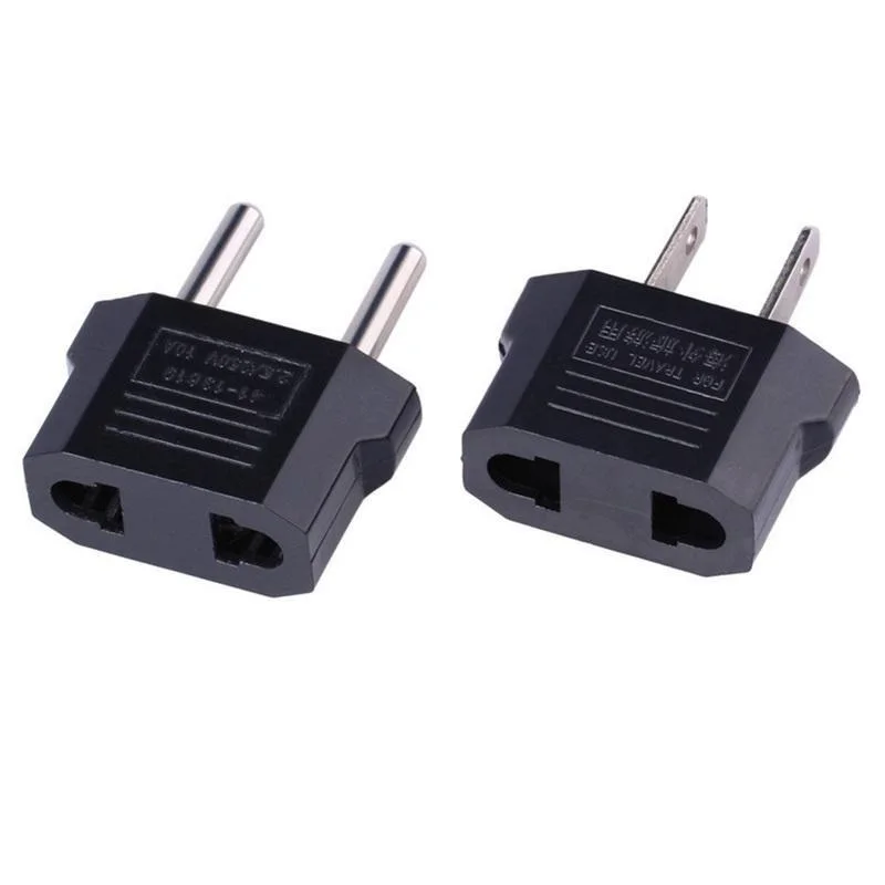 

2000PCS US/EU to EU AU AC Power Plug Converter Adapter Adaptor USA to European Black Plastic Travel Converter Max 2200W Two Pins