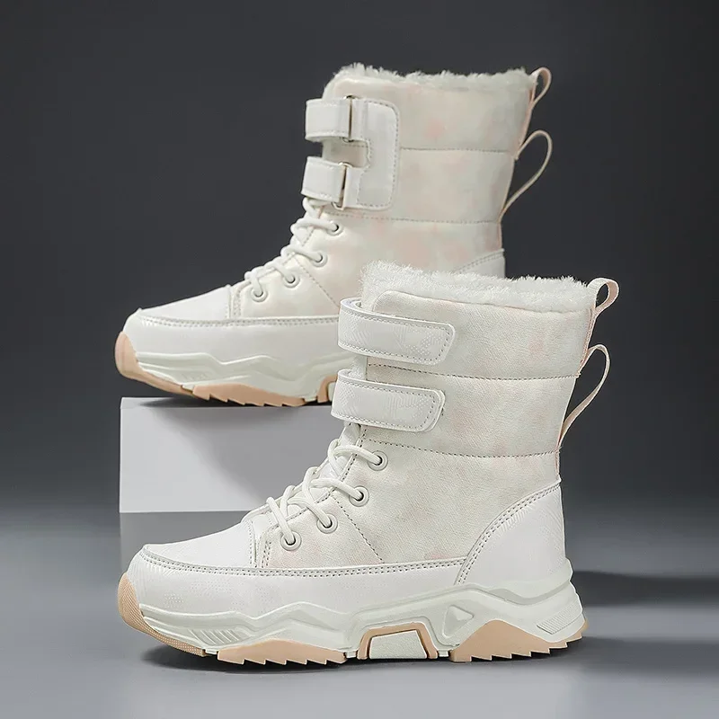 Плюшевые модные короткие ботинки на платформе детские зимние для девочек теплые