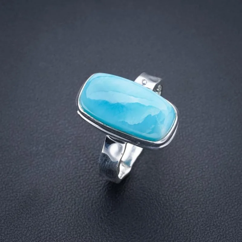 

StarGems Natural Larimar Handmade 925 Sterling Silver Ring 9 F0237