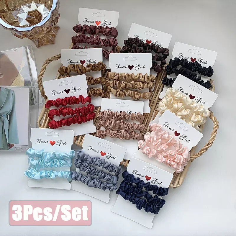 

Однотонные шелковые эластичные повязки для волос, Женская повязка на голову, резинка, повязка для волос для девочек, держатель для конского ...