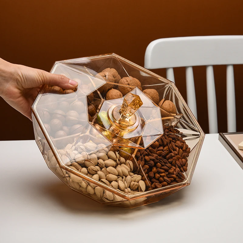 

Креативная Современная тарелка для гостиной с крышкой, новогодняя прозрачная коробка для закусок и орехов, сушеных фруктов