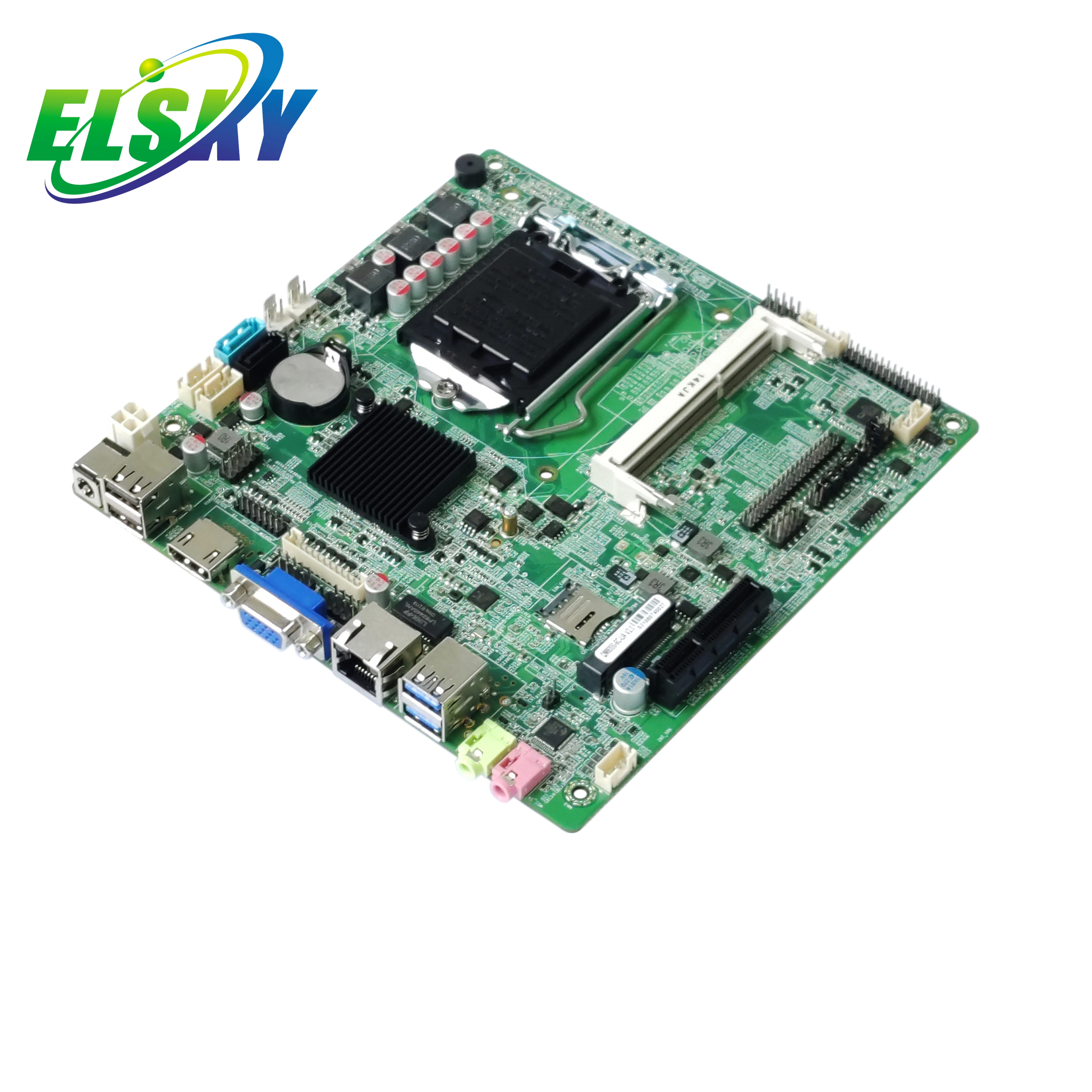 Фото Материнская плата ELSKY Mini-ITX LGA 1155 с тонким кулером QM8000 для настольных ПК, H81 Haswell, с процессором Intel Core i5-4430U 4-го поколения, DDR3, поддержка 4K-дисплеев №2