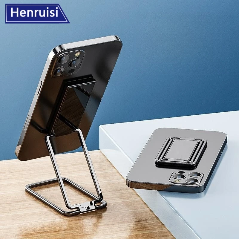 

Portable Back Clip Phone Holder Magnetic Phone Holder Stand Foldable Metal Cell Phone Bracket Multi Angle Rotate Universal Stand