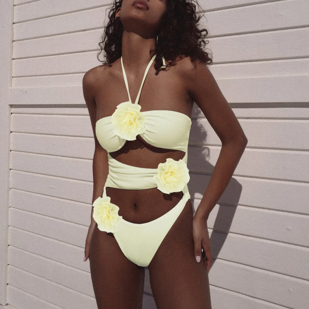 

COOBBU Sexy Floral One Piece Swimsuit Women Swimwear Push Up Bathing Suit Hollow Out Bodysuit Swimsuit Solid Monokini One Piece