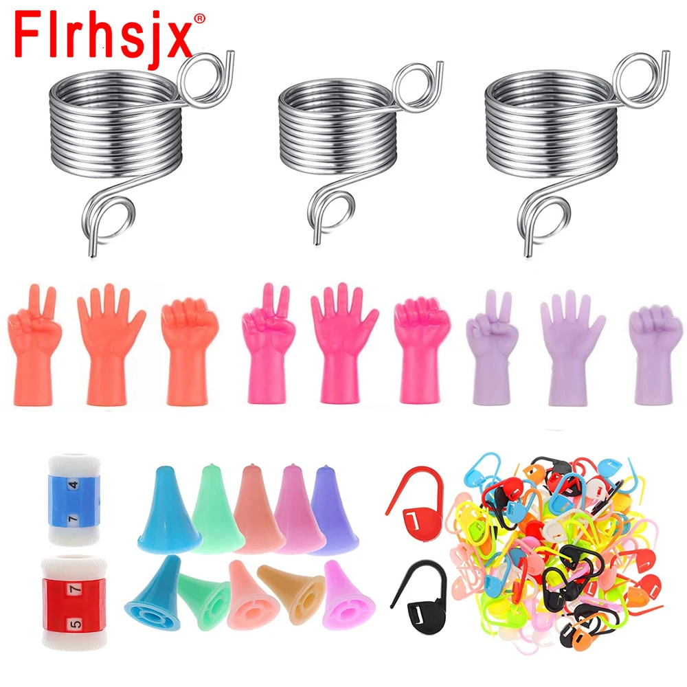 

47Pcs Knitting Accessories Set Adjustable Yarn Guide Crochet Rings with Stitch Markers Row Counter Needle Point Protectors Caps