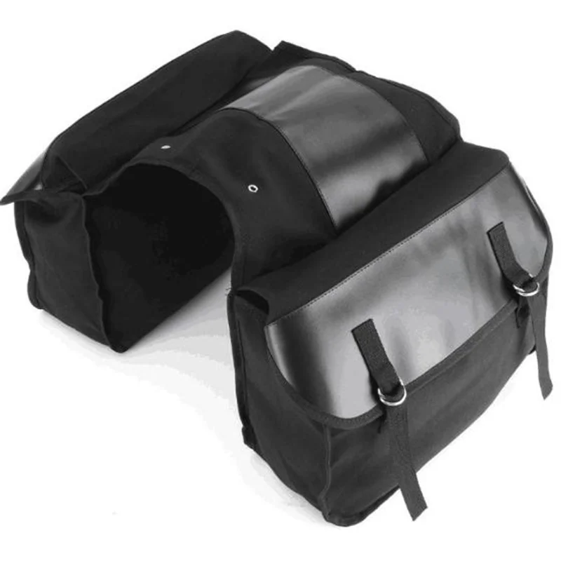 

High Capacity Motorcycle Touring Saddle Bag Black Canvas Waterproof Panniers Motorbike Luggage 1PC