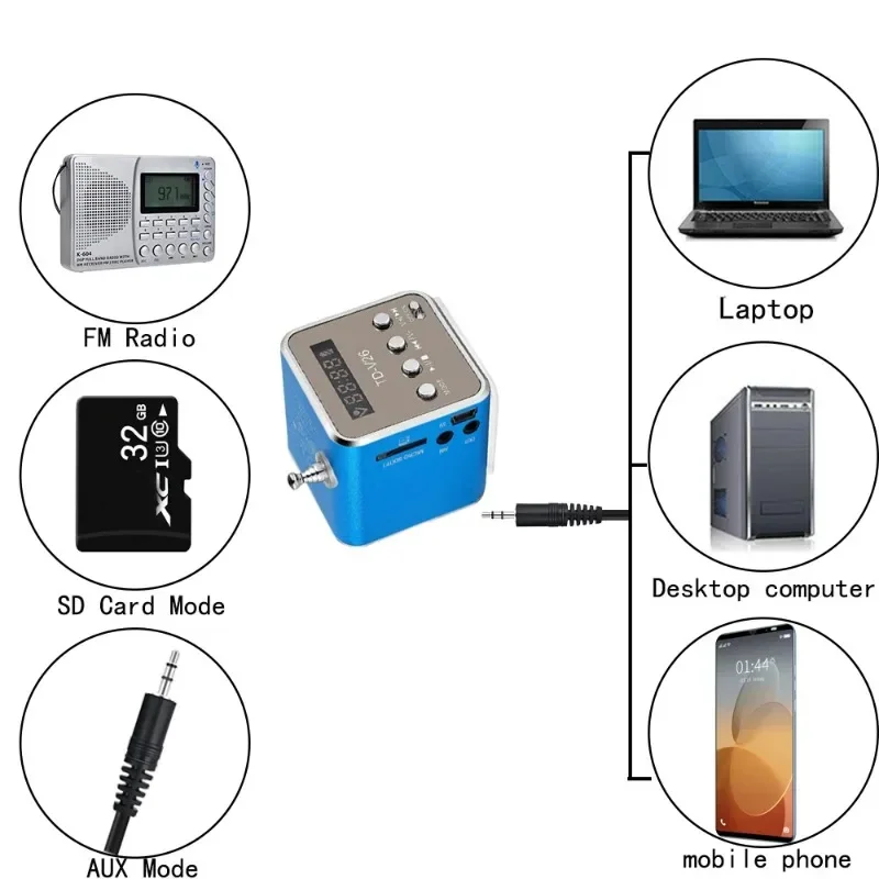 TDV26 Мини-радио Цифровой Портативный Bluetooth-динамик Звуковые коробки С Am FM-радиоприемником Поддержка SD TF-карты для Mp3-плеера (art.: 3920cd4cd5feb) - 3920cd4cd5feb