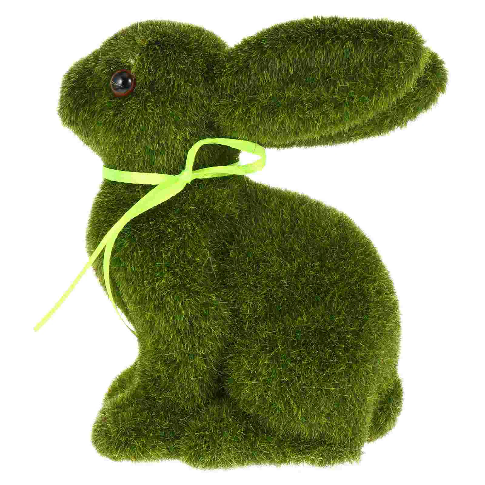 

Bunny Easter Rabbit Decor Flocked Figurine Artificial Statue Green Figurines Turf Decorations Animal Rabbits Ornament Party