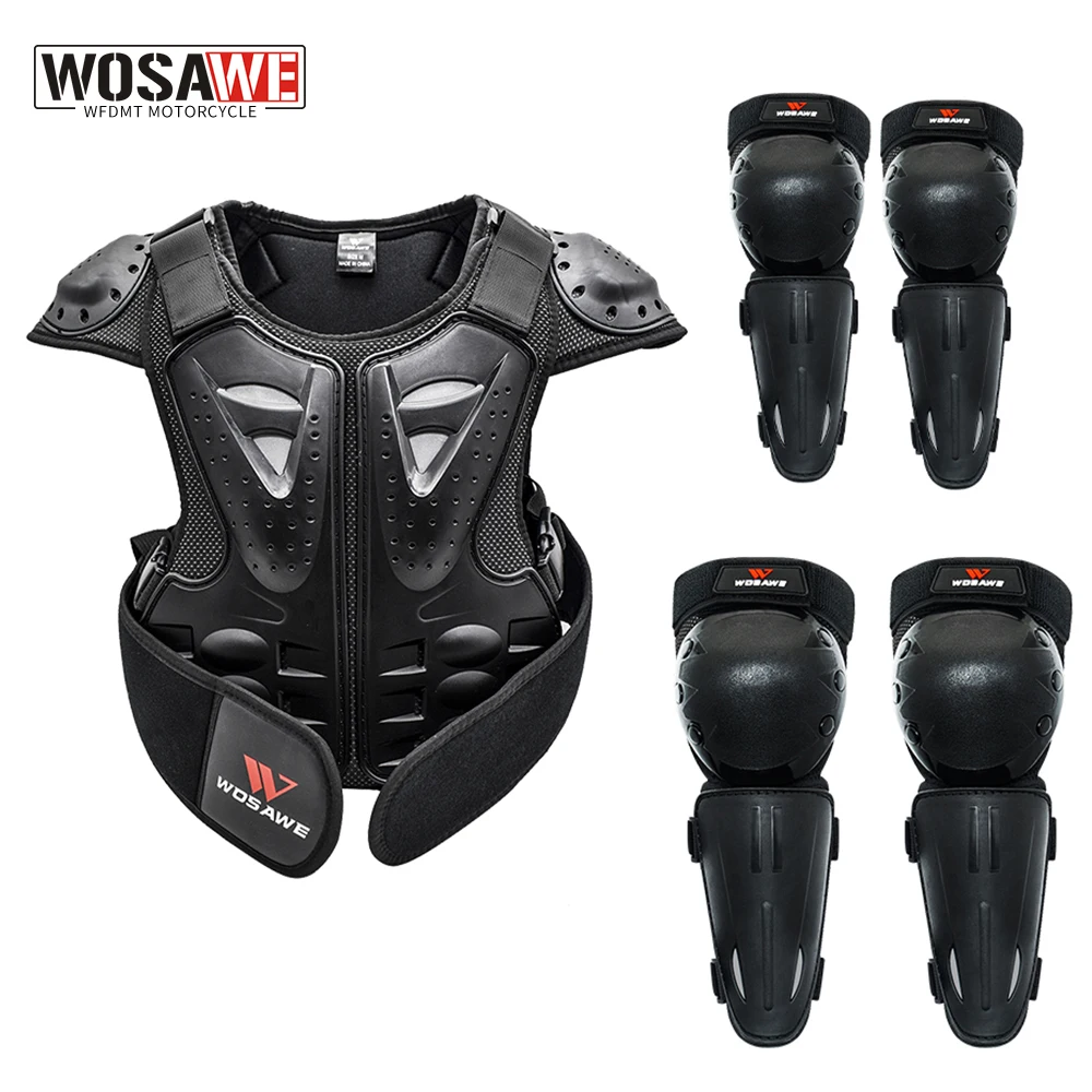WOSAWE Children's Armor Jacket Spine Chest Protection Equipment Motorcycle Skateboard Moto Jacket Motocross Gear Moto Kids Armor