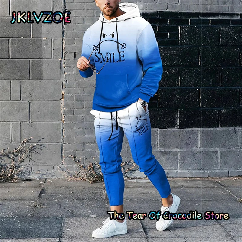 Newest Funny Smiley Hoodie Sets For Men Winter Autumn Male Suit 3D Print Casual Harajuku Sweatshirt Unisex Hoody Pullover Clothi