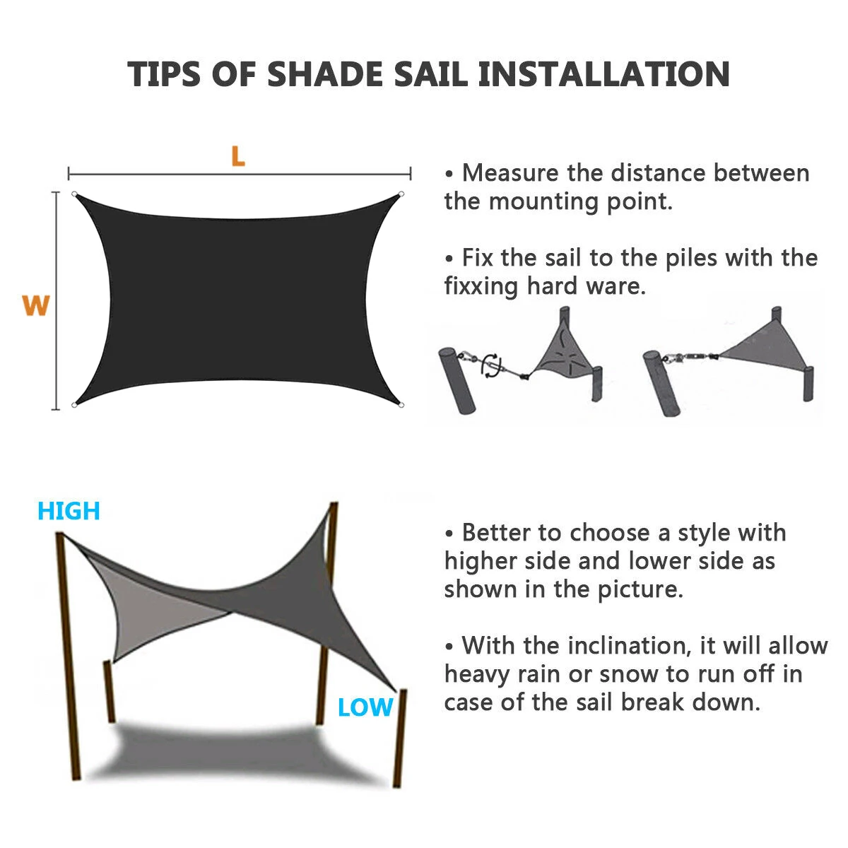 Черный всепогодный тент для солнца квадратного, прямоугольного, для сада, террасы, бассейна, треугольный, для кемпинга, походов, двора.