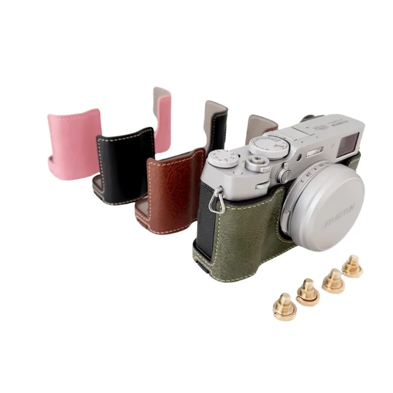 Кожаная сумка для фотоаппарата Fujifilm X100VI чехол полукрепление кожаная основа