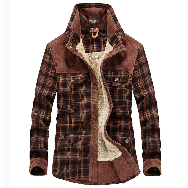 2022 Explosive New Brand Men's Winter Plaid Jackets Thick Cotton   Warm Long-sleeved Coats Clothing Europeam American Jacket Men