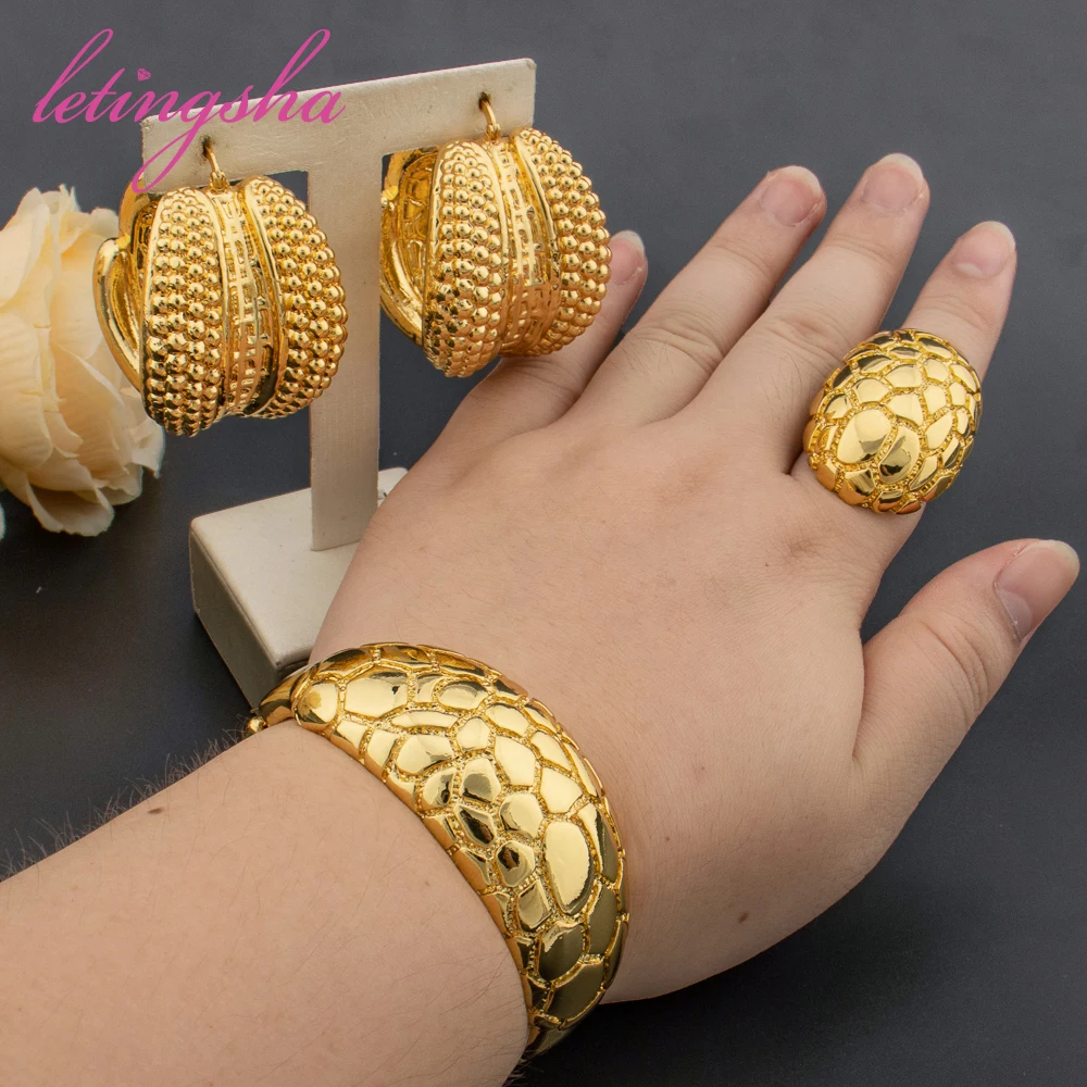 Женские позолоченные серьги-кольца изысканные Регулируемые кольца комплект