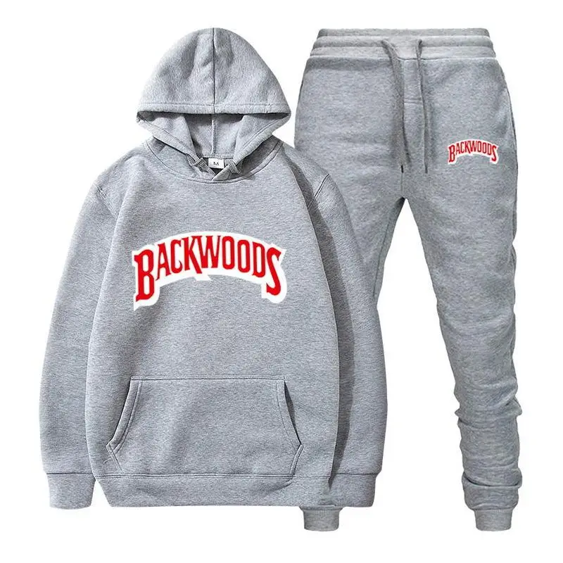 Men Set Fleece Hoodie Pant Thick Warm Tracksuit Sportswear Fashion Brand Backwoods Hooded Track Suits Male Sweatsuit Tracksuit