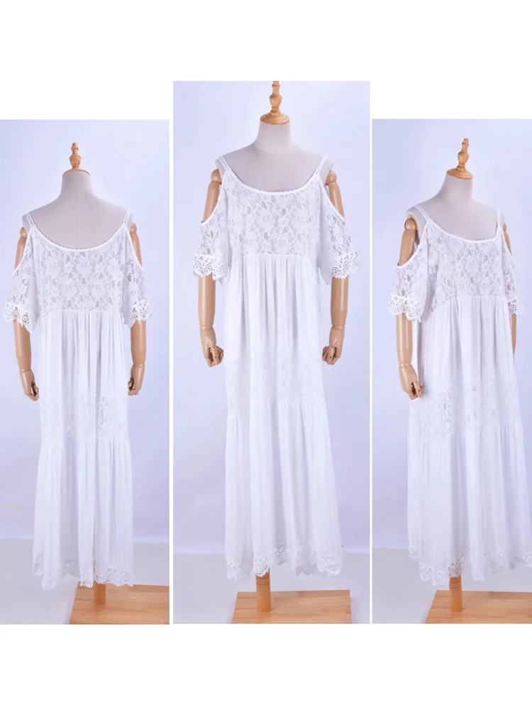 Женское богемное кружевное Макси-платье Fitshinling летнее пикантное белое длинное