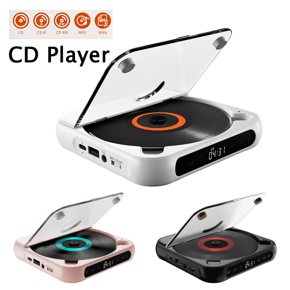 Portable CD Walkman Rechargeable Bluetooth LCD Screen CD Music Player  Support TF Card MP3 Disk Stereo Speaker Home - AliExpress
