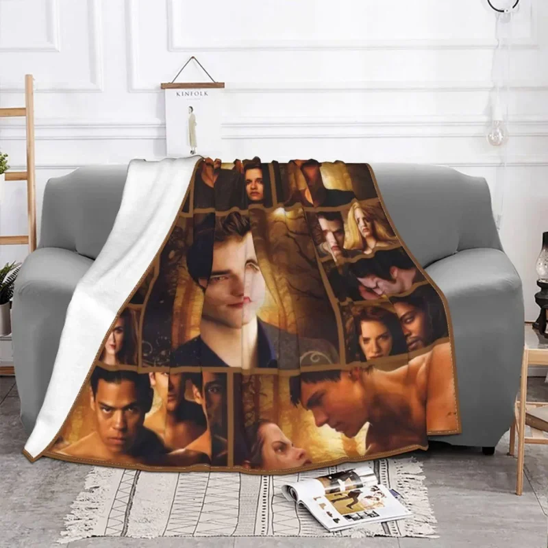 

The Twilight Saga Vampire Movie Plaid Blanket Velvet Printed Edward Bella Lightweight Throw Blankets For Bed Couch Bedspread