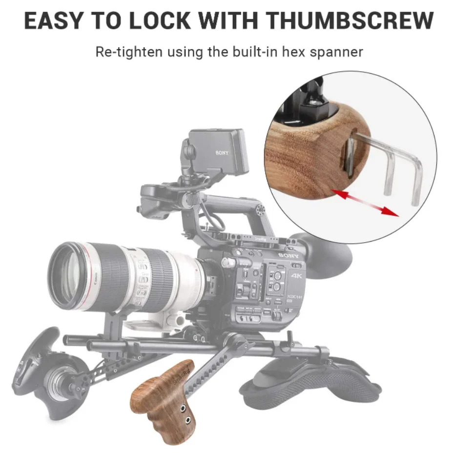Оснастка SmallRig для цифровой зеркальной камеры левая сторона деревянная ручка