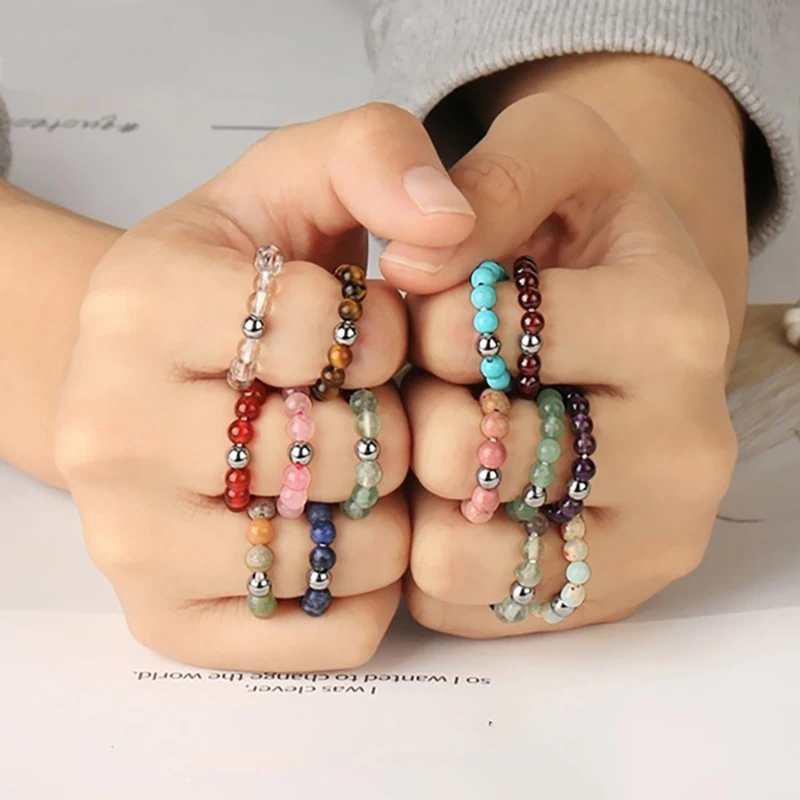 

Кольцо из натурального кристалла, исцеляющий камень, искусственные бусины, Серебряный лунный камень, ручная работа, ювелирные изделия для ж...