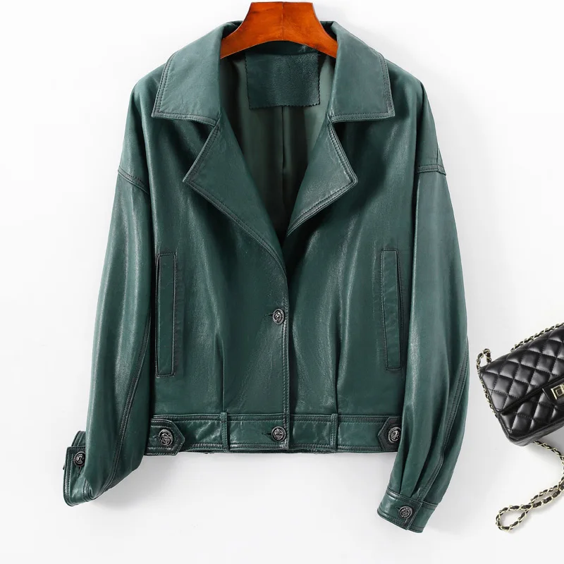 Lady Real Leather Jackets Windproof Motorcycle Leather Coat Genuine Sheepskin Biker Jackets 2022 New Fashion Streetwear GR3784