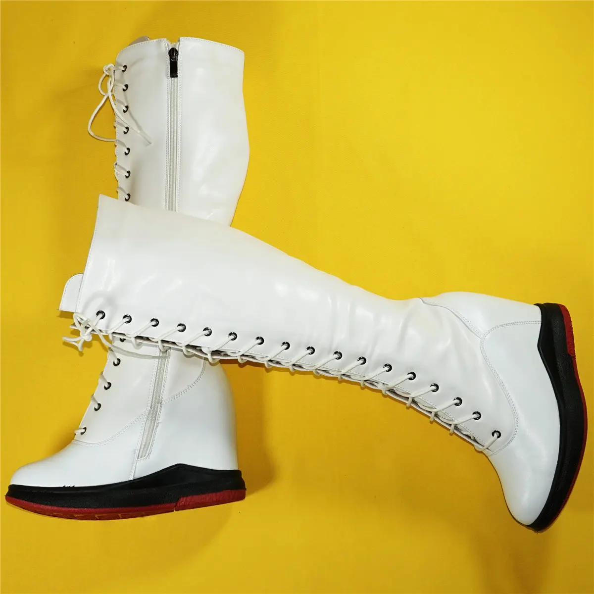 Winter Fashion Sneakers Women Lace Up Genuine Leather Super High Heels Platform Pumps Female Thigh High Snow Boots Casual Shoes