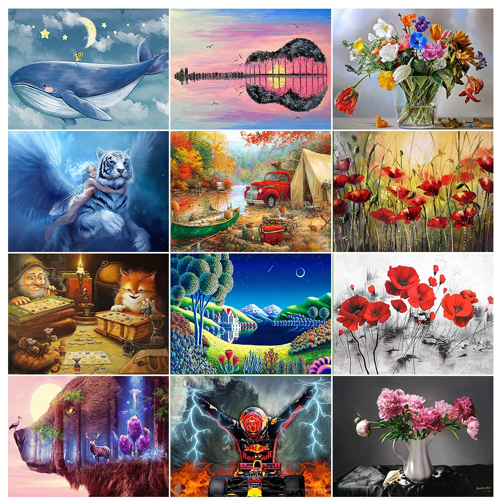 

YOUQU DIY5d Diamond Painting Multi-style Animal Landscape Flower Diamond Embroidery Mosaic Home Decoration