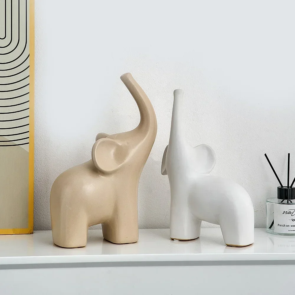 Простая настольная статуя для гостиной керамическая слона в скандинавском стиле