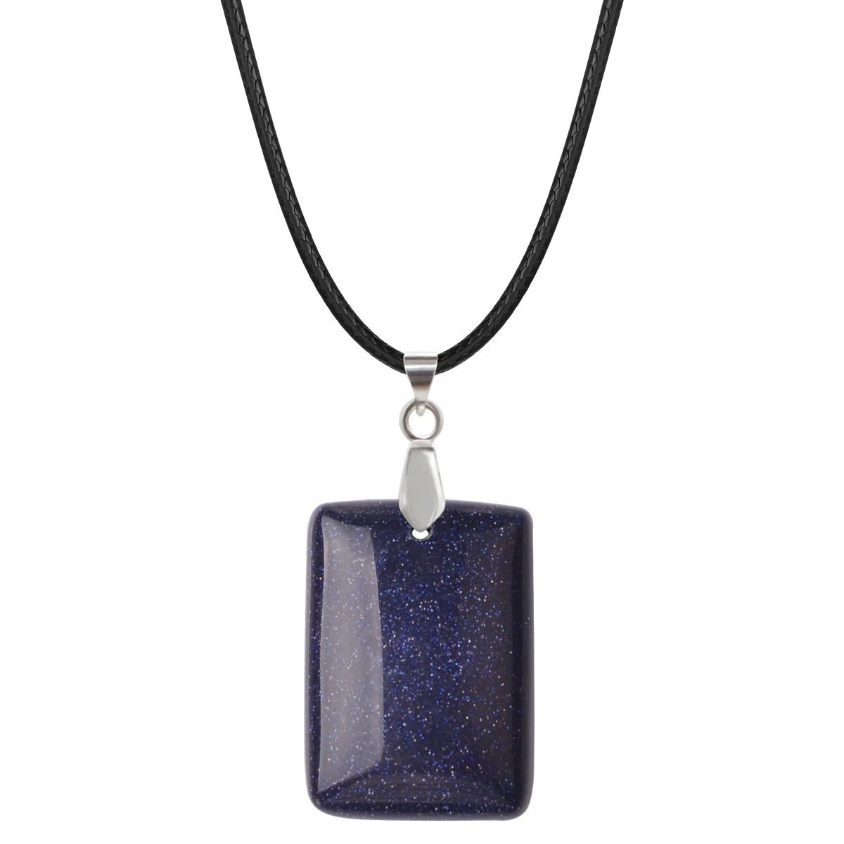 

6PCS Blue Sandstone 25x35MM Rectangle Gemstone Pendant Necklace for Women Men Healing Chakra Crystal Spiritual Jewelry