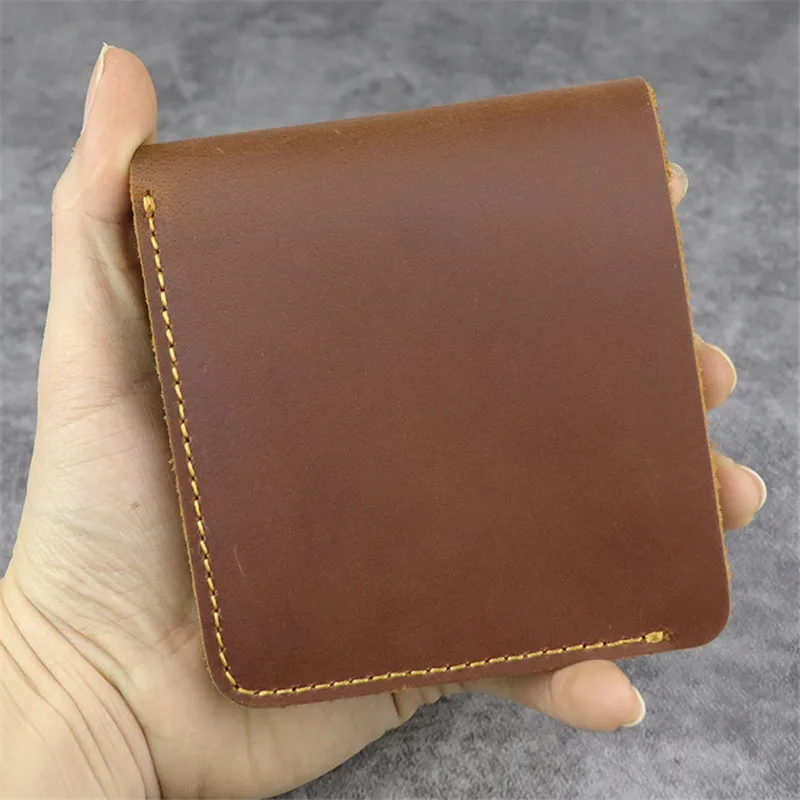 

Retro fashion high-quality first layer Crazy Horse leather large-capacity wallet men's short cross-section wallet purse
