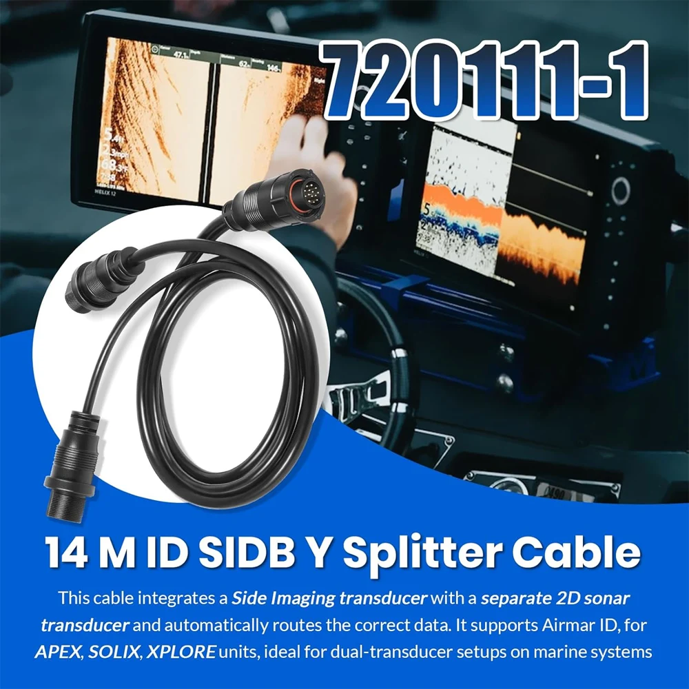 Фото Кабель-разветвитель 14 M ID SIDB Y 720111-1 для эхолотов Humminbird SOLIX/APEX/XPLORE, подключает боковые и 2D-трансдьюсеры №2