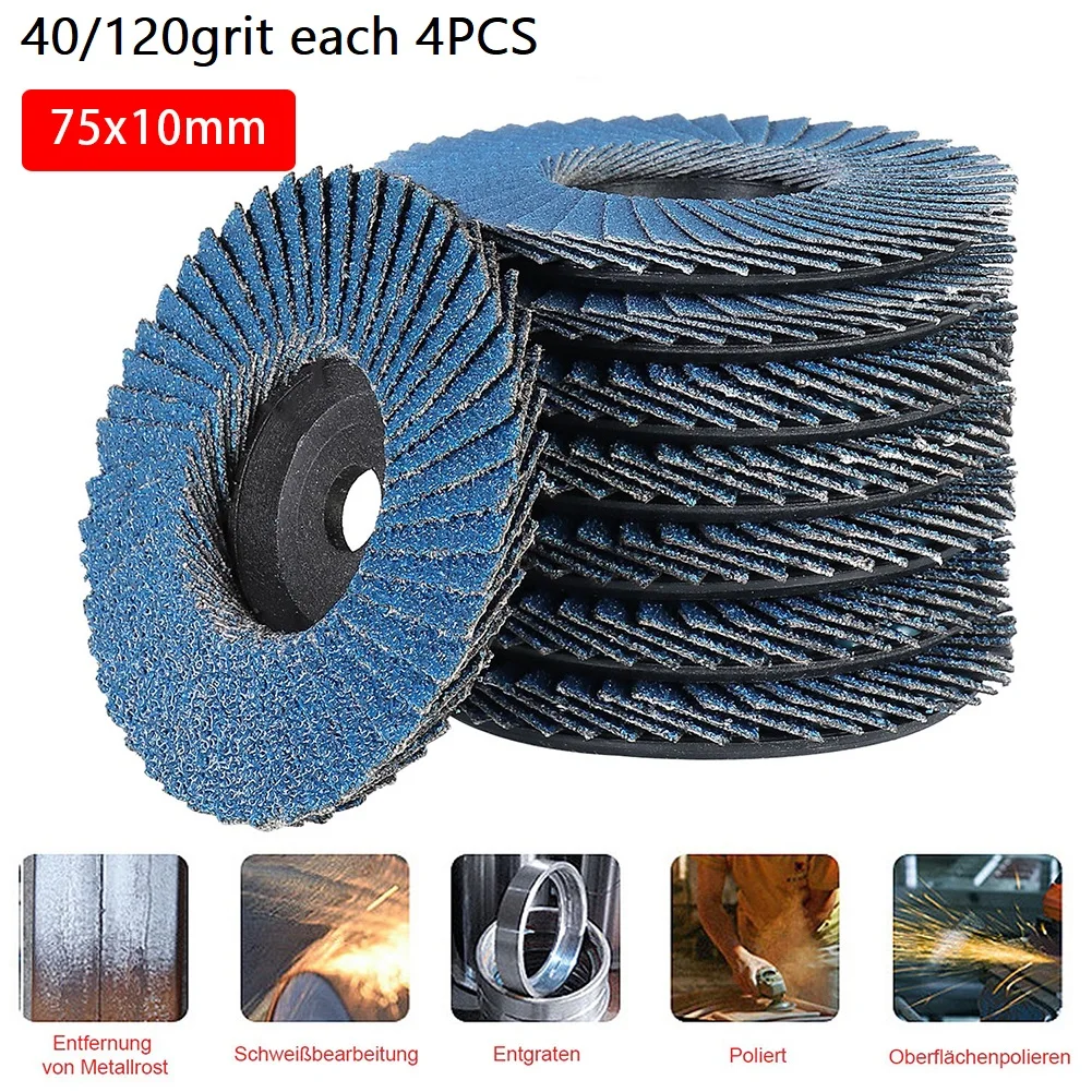 

8pcs Grindering Discs 3inch Flat Flap Sanding Discs 80/120Grit Polishing Abrasive Grinding Wheel For Angle Grinder Abrasive Tool