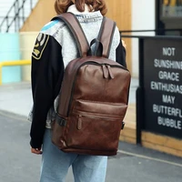 cgcbag korean fashion solid men women leather backpack casual large capacity female student school bags simple luxury travel bag